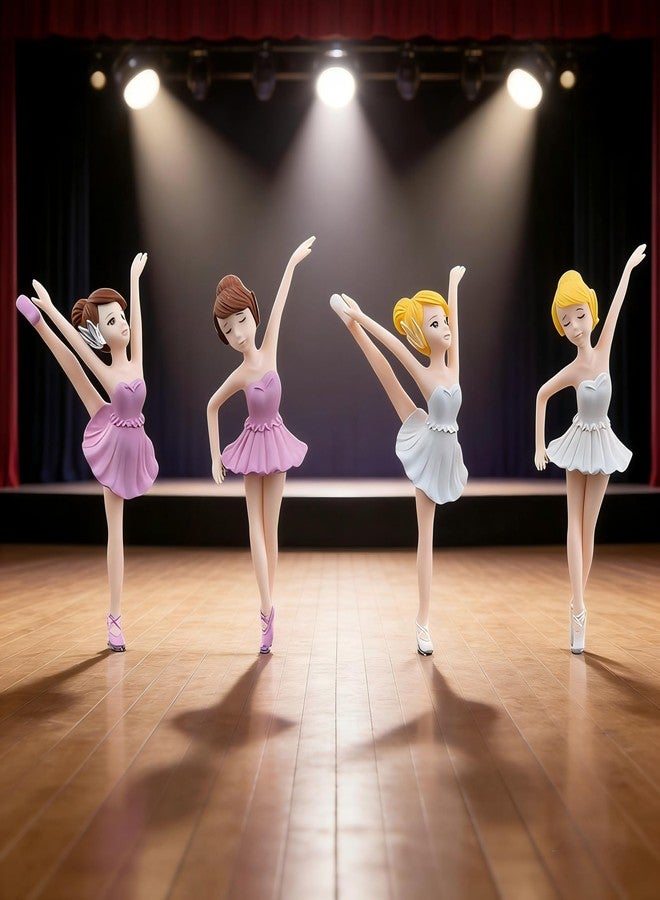 HYSTYLE 4 Pcs Dancing Ballerina Girl Figurine Ballerina Girl Cake Topper Plant Pot Craft Dollhouse Cake Decoration - Image 3